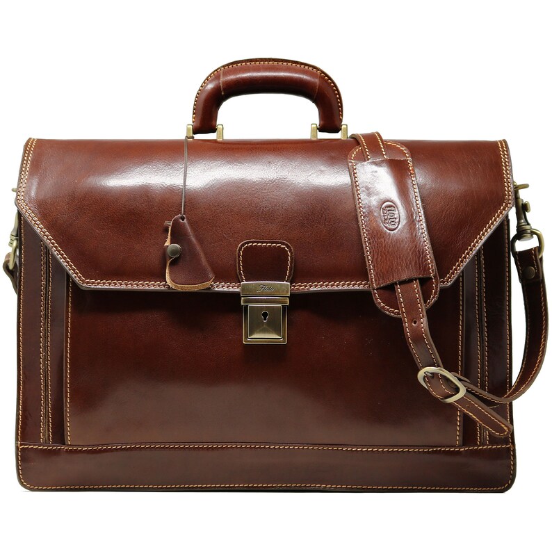 Leather Briefcase Men's Leather Briefcase Laptop Bag Etsy