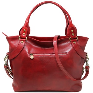 Leather Bag, Handmade Leather Bag, Handbag, Woman Leather Bag, Red Leather Shoulder Bag, Made in Italy Handbag 5579RED image 3