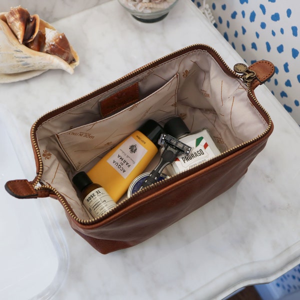 Leather Dopp Kit Bag Leather Toiletry Bag Mens Leather Gift for Him - Lifetime Quality