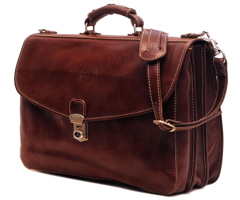 Leather Messenger Bag, Brown Leather Messenger, Mens Leather Briefcase, Laptop Bag, Leather bag, Mens Briefcase, Cenzo 4050BROWN image 3