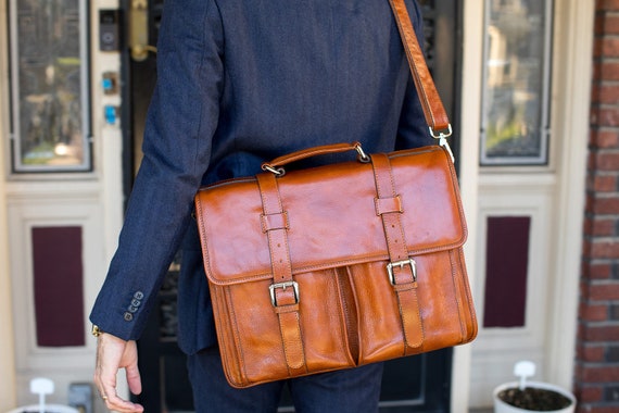 Leather English Briefcase Brown or Black Leather Briefcase | Etsy