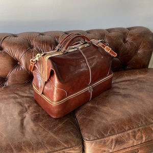 Leder Gladstone Tasche, Leder Reisetasche, Leder Reisetasche, Weekender Tasche, Handgemacht, Leder Gepäck