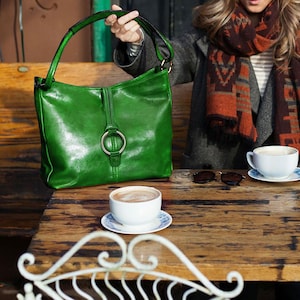 Bolso de piel, bolso de mano de piel, bolso de hombro de piel, monedero de piel, bolso de hombro marrón, Floto Tavoli