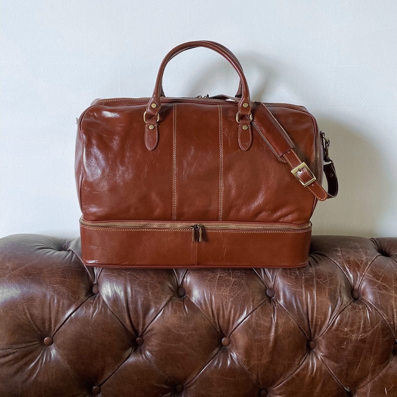 Leather Gladstone Bag, Leather Travel Bag, Leather Travel Bag, Weekender Bag, Carryon Bag, Leather Luggage image 1
