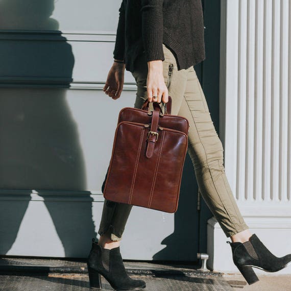 Full Grain Leather Backpack, Floto Venezia Knapsack, Brown  display picture 3