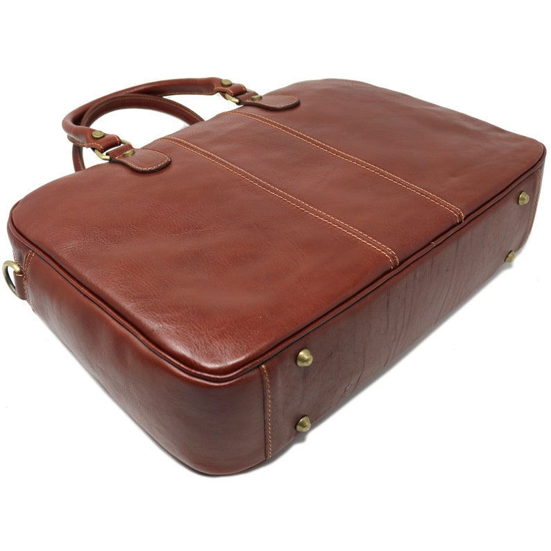 Leather Briefcase Men's Slim Briefcase Laptop Bag Etsy