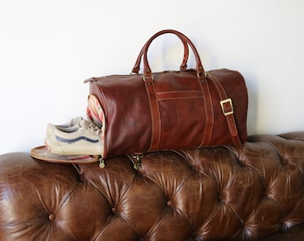 Leather Weekender Bag, Leather Travel Bag with Shoe Compartment, Weekender Bag, Carryon Bag, Leather Duffle Bag