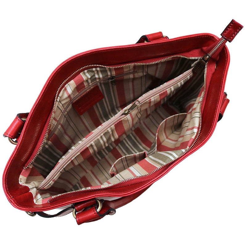 Leather Bag, Handmade Leather Bag, Handbag, Woman Leather Bag, Red Leather Shoulder Bag, Made in Italy Handbag 5579RED image 2