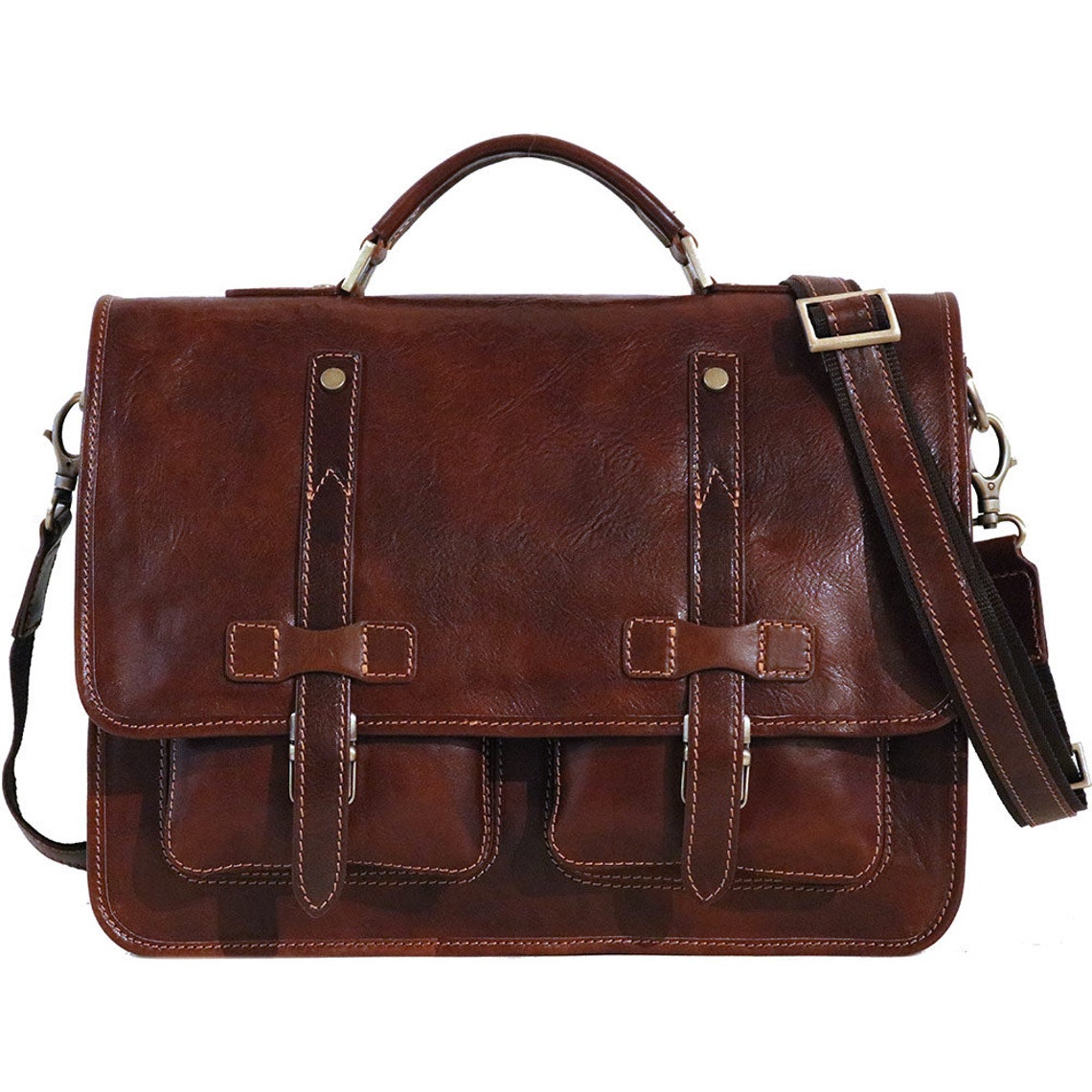 Convertible Leather Backpack Messenger Bag Laptop Bag Etsy