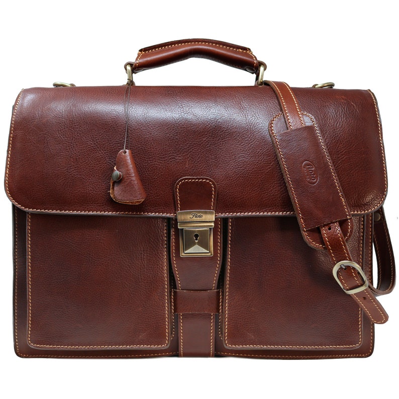 Leather Briefcase Brown Leather Briefcase Floto Novella Brief Mens Leather Briefcase Leather bag 4545 Laptop Bag