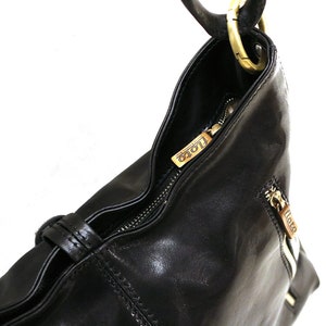 Leather Bag, Leather Handbag, Leather Shoulder Bag, Leather Purse, Black Shoulder Bag, Floto Tavoli 5541BLACK image 5