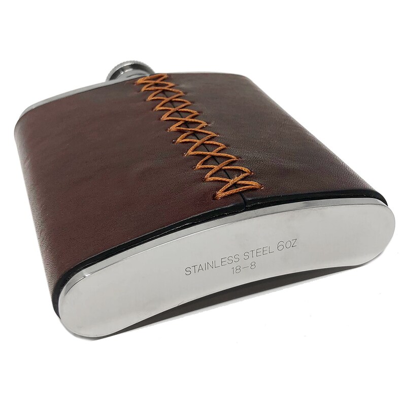 Floto Italian Leather Flask Handmade with 18-8 Food Grade Stainless Steel and Hand Stained Calfskin