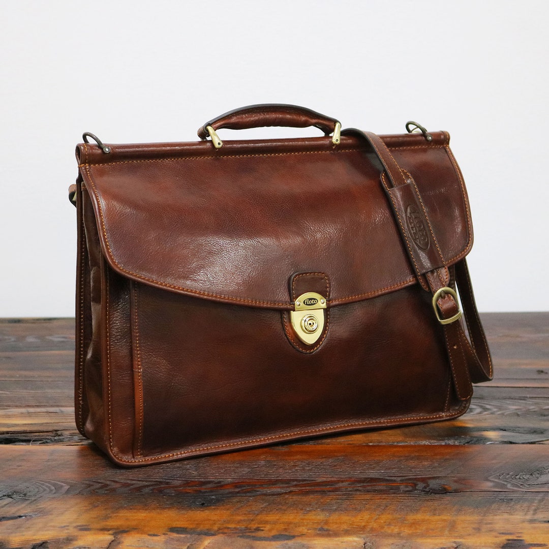 Leather Briefcase Brown Leather Briefcase Dowell Rod - Etsy
