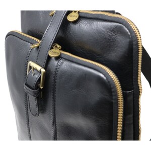 Leather Backpack, Leather Bag, Leather Knapsack, Floto Venezia Knapsack Leather Backpack in Black Full Grain Calfskin Leather 8635BLACK image 7