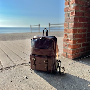 Mochila de cuero italiana, mochila de cuero, mochila, cartera de cuero, bolso para computadora portátil, bolso para computadora, bolso de cuero, bolso de viaje, Floto Sabina