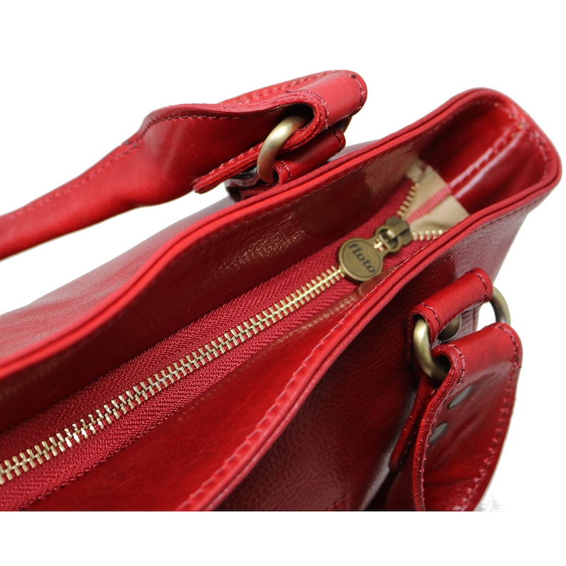 Leather Bag, Handmade Leather Bag, Handbag, Woman Leather Bag, Red Leather Shoulder Bag, Made in Italy Handbag 5579RED image 7