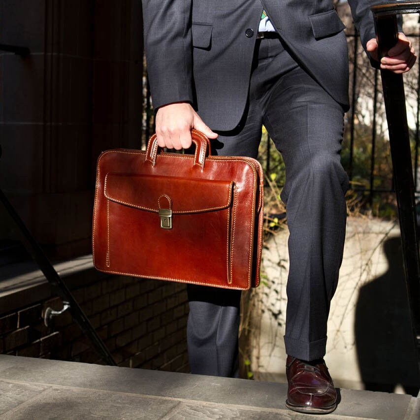 Leather Briefcase Brown Leather Slim Case Mens Leather Briefcase Laptop Bag Leather Bag Floto Milano Sleeve 1005OLIVE Etsy UK