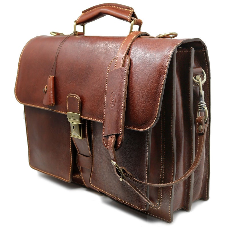 Leather Briefcase Brown Leather Briefcase Floto Novella Brief Mens Leather Briefcase Leather bag 4545 Laptop Bag