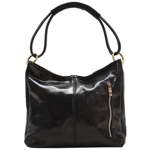 Leather Bag, Leather Handbag, Leather Shoulder Bag, Leather Purse, Black Shoulder Bag, Floto Tavoli 5541BLACK image 3