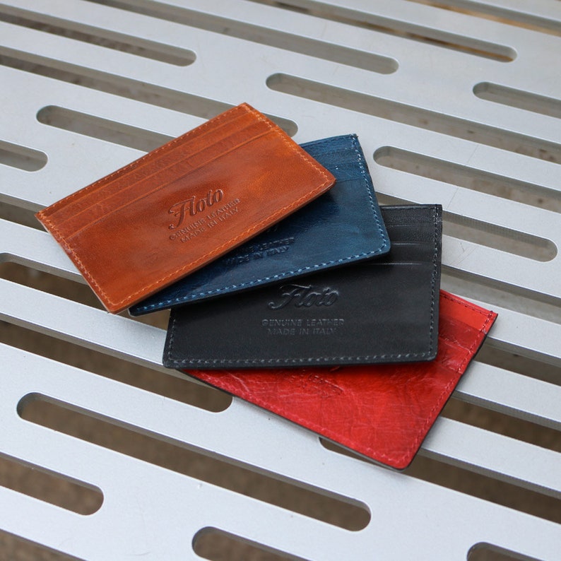 Cartera de cuero para tarjetas de crédito, billetera delgada de cuero, billetera de cuero para tarjetas, billetera delgada de cuero Floto (5001) imagen 1