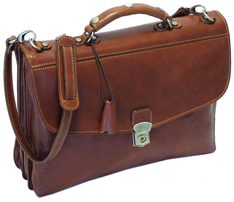 Leather Messenger Bag, Brown Leather Messenger, Mens Leather Briefcase, Laptop Bag, Leather bag, Mens Briefcase, Cenzo 4050BROWN image 4