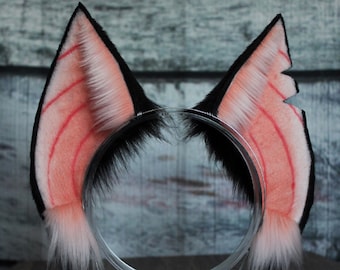 Black and Pink Faux Fur Bat Ears Headband