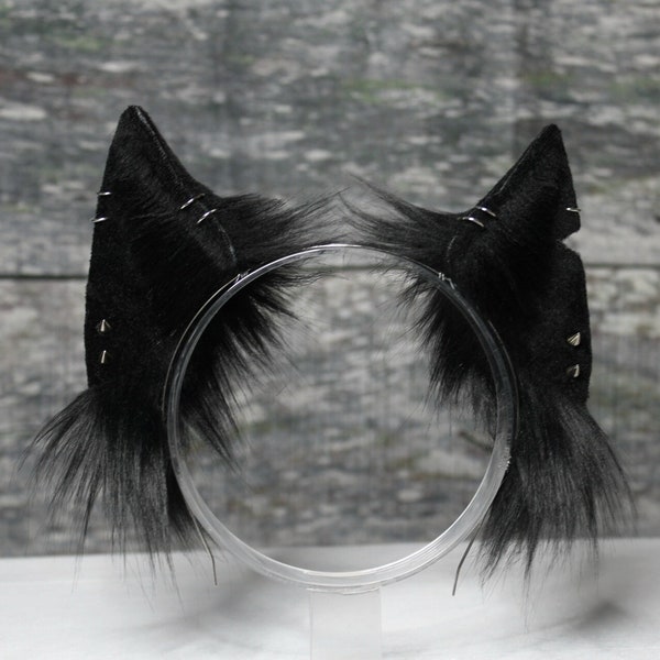 Black Faux Fur Wolf Ears Headand