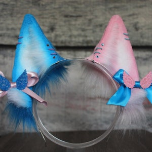 Cotton Candy Pink Blue Fux Fur German Shepherd Ears Headband