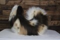 Spotted Brown Tan Beige Cream Faux Fur Curled Puppy Tail
