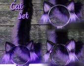 Purple and Black Faux Fur Cat Ears and Tail - Etsy