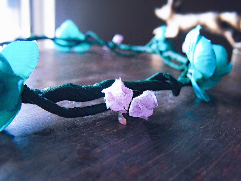 Pink and Turquoise Flower Crown