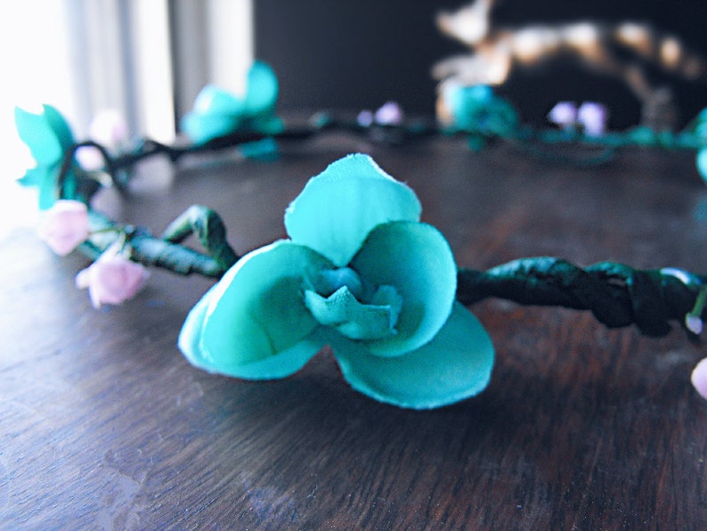 Pink and Turquoise Flower Crown