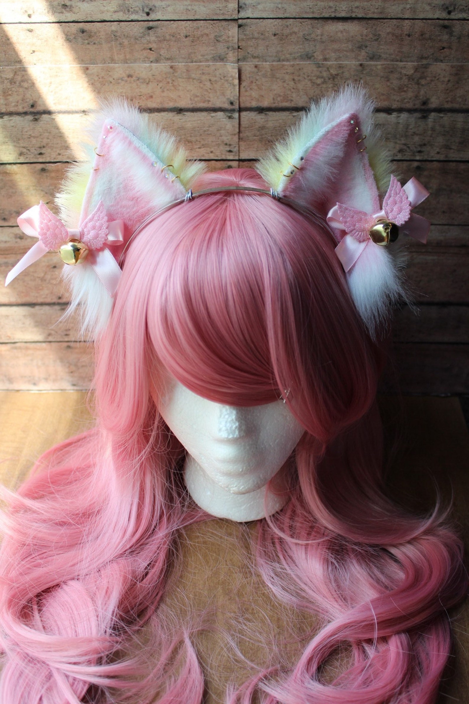 Bright Rainbow Faux Fur Cat Ears Headband Etsy