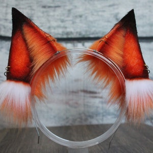 Red Orange Faux Fur Fox Ears Headband