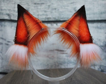Red Orange Faux Fur Fox Ears Headband
