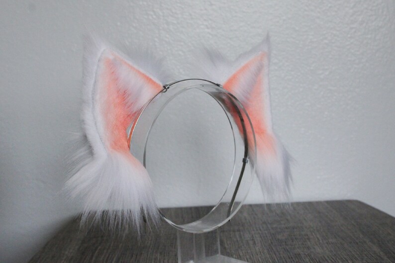 White Faux Fur Cat Ears Headband Etsy