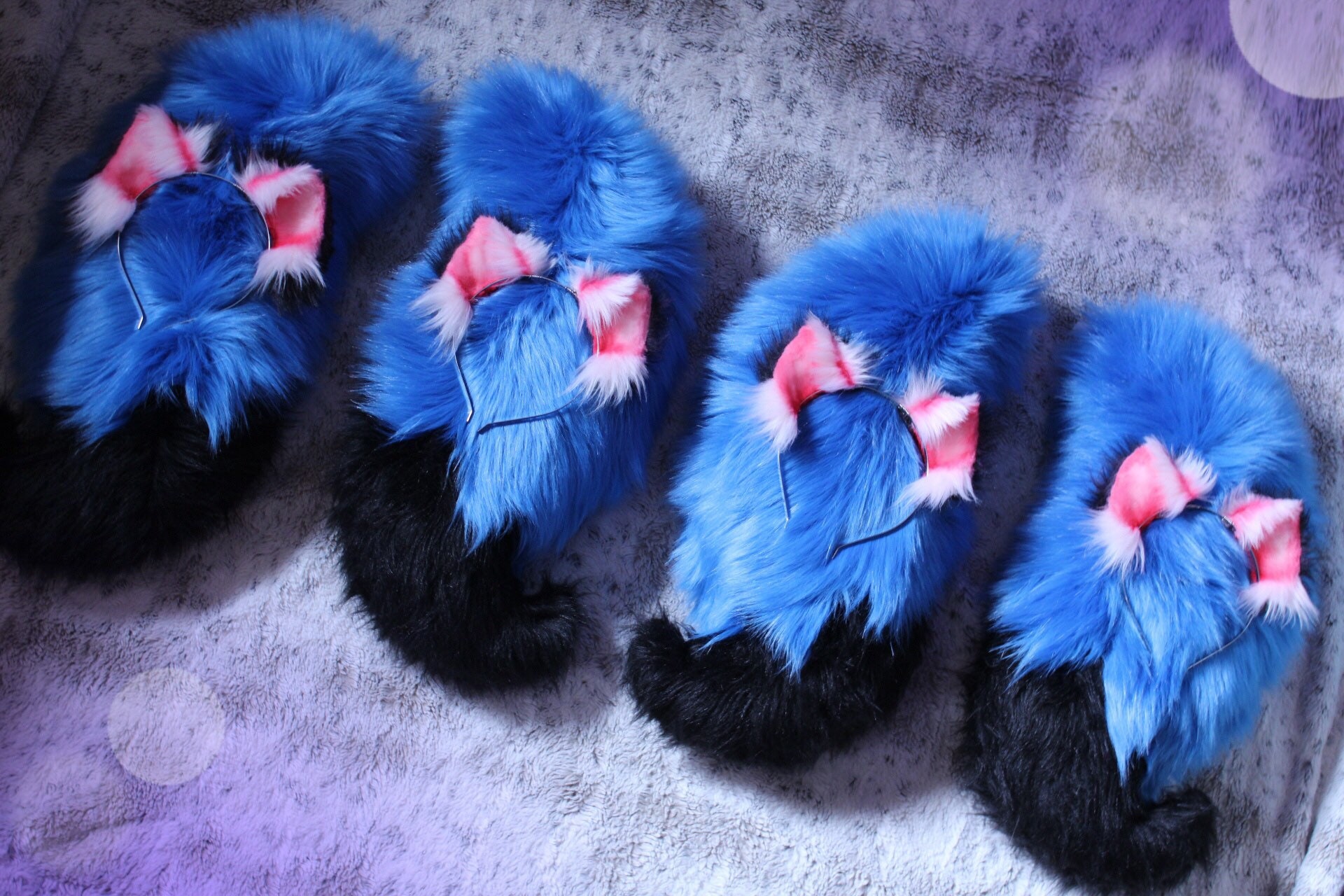 Blue Tanuki Faux Fur Raccoon Ears and Tail Cosplay Set - Etsy