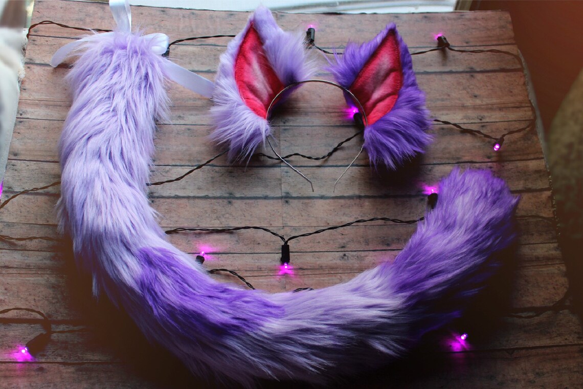 Purple Cat Ears & Tail Cosplay Set Etsy
