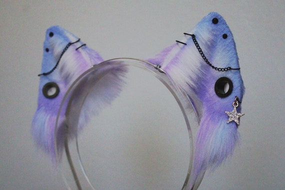 Pastel Blue and Purple Faux Fur Kitten Ears