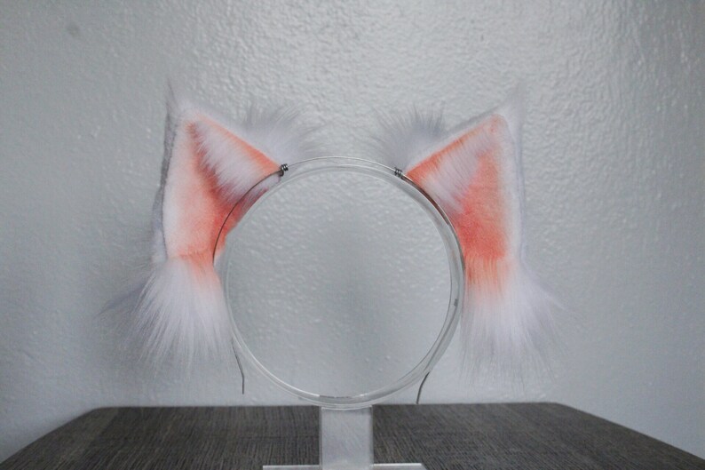 White Faux Fur Cat Ears Headband Etsy