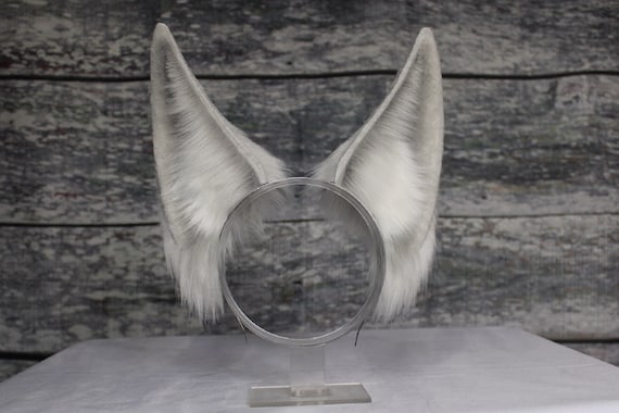 Tall Silver Gray Faux Fur Fox Ears Headband - Etsy