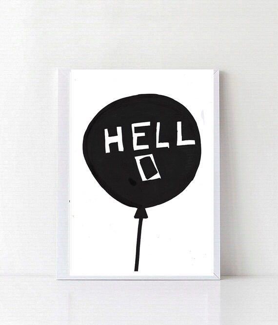 Hello Balloon Print Digital Download A4 A3 A2 Sizes | Etsy