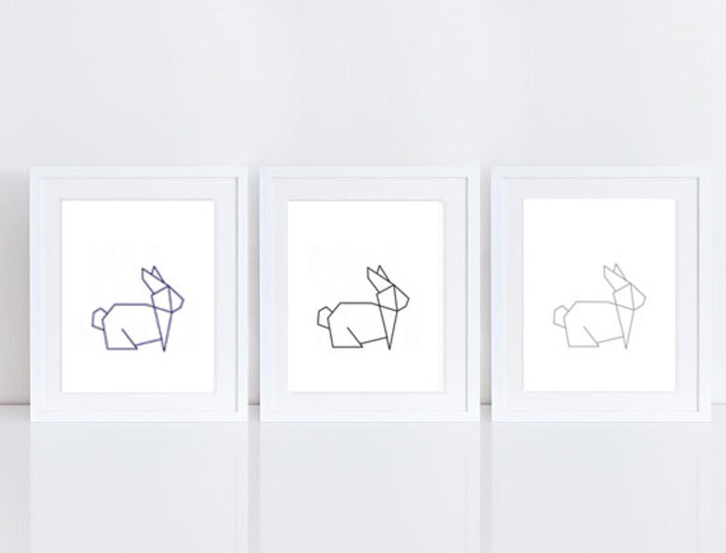 Blue black  grey rabbit a2 poster  Art Kid's Room Art image 0