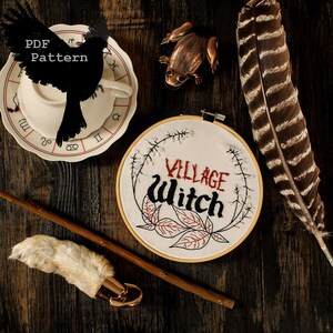 Village Witch Embroidery Pattern...PDF Digital Download