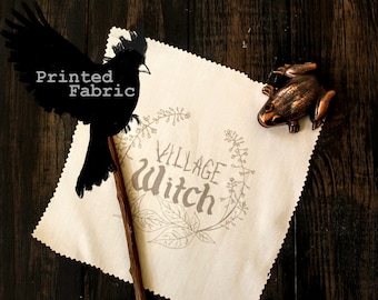 Village Witch Printed Fabric for Embroidery
