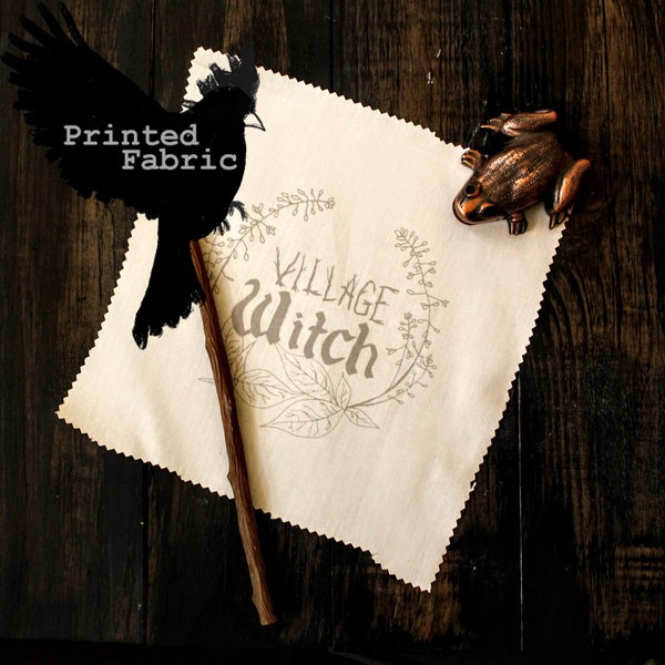 Village Witch Printed Fabric for Embroidery