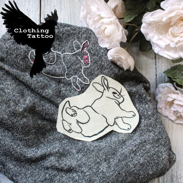 Bunny Rabbit Binky Clothing Tattoo...Embroidery Pattern Water Soluble Sticker