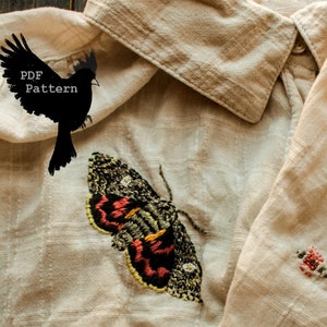 Underwing Moth Embroidery Pattern...PDF Digital Download
