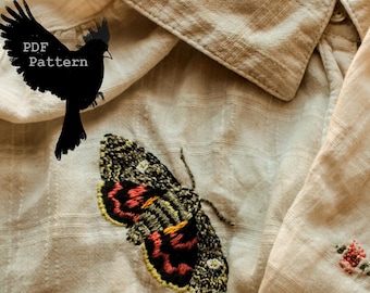 Underwing Moth Embroidery Pattern...PDF Digital Download