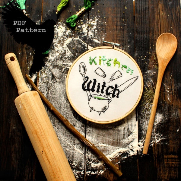 Kitchen Witch Embroidery Pattern...PDF Digital Download